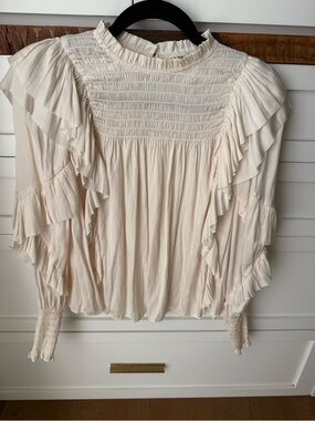 Ulla Johnson Women's Cream Ruffle Smocked Blouse